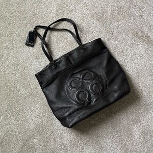 Coach Signature Dark Brown Pebbled Leather Tote Bag